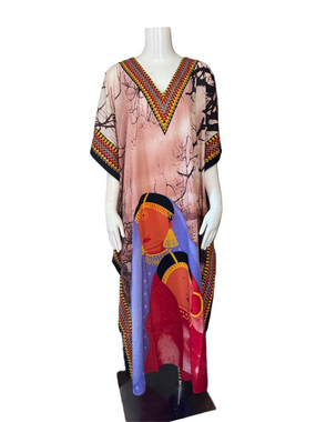 Sante Classics Printed Kaftan Muumuu Dress SIZE OS NWT Boho Lounge Resort